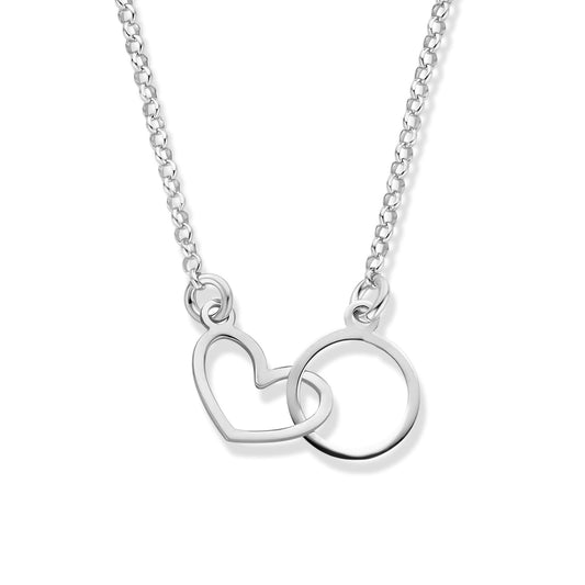 Ketting hart/cirkel zilver 925/000 rhodium gelaagd