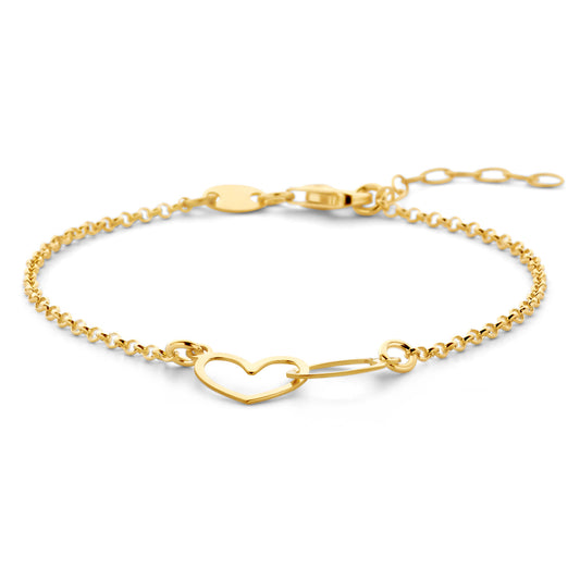 Armband hart/cirkel zilver 925/000 goud gelaagd