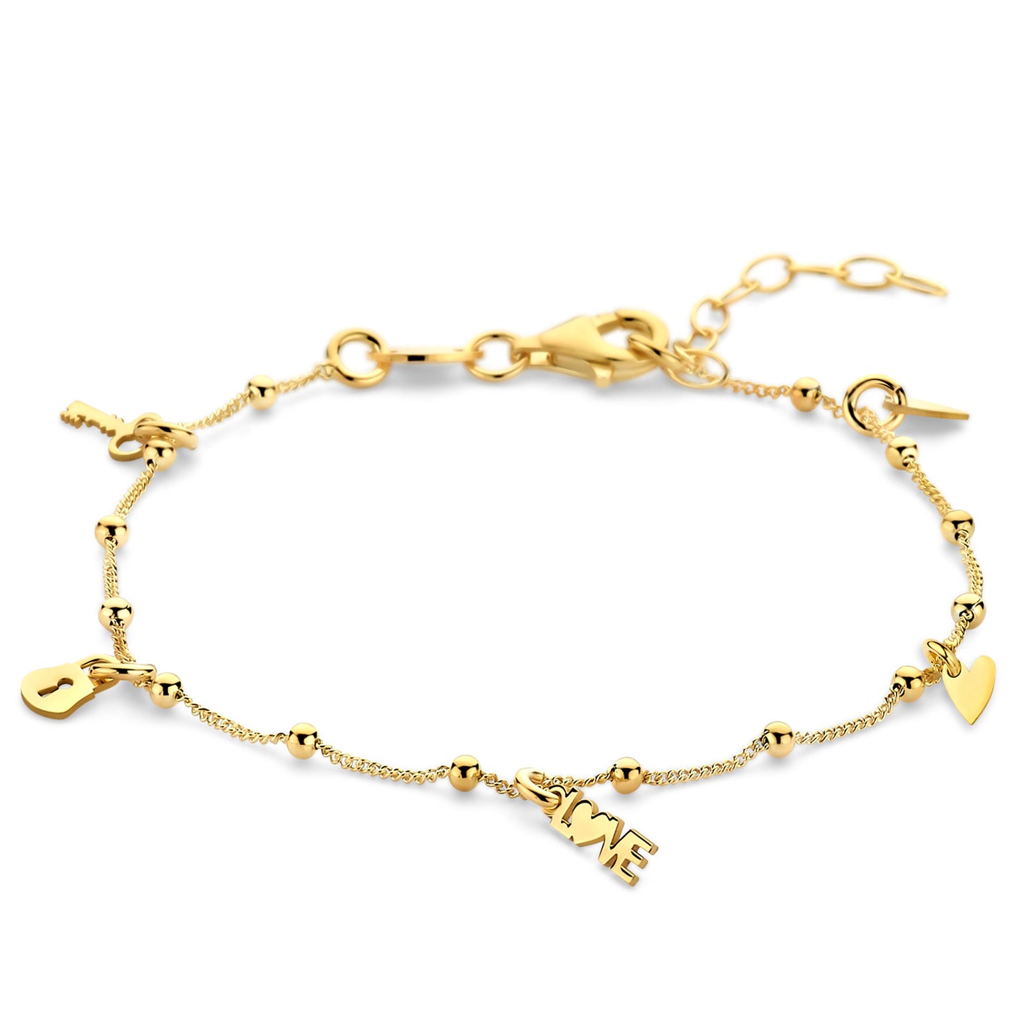 (51412) Love Armband met hartjes Sterling Zilver 925/000 goud verguld