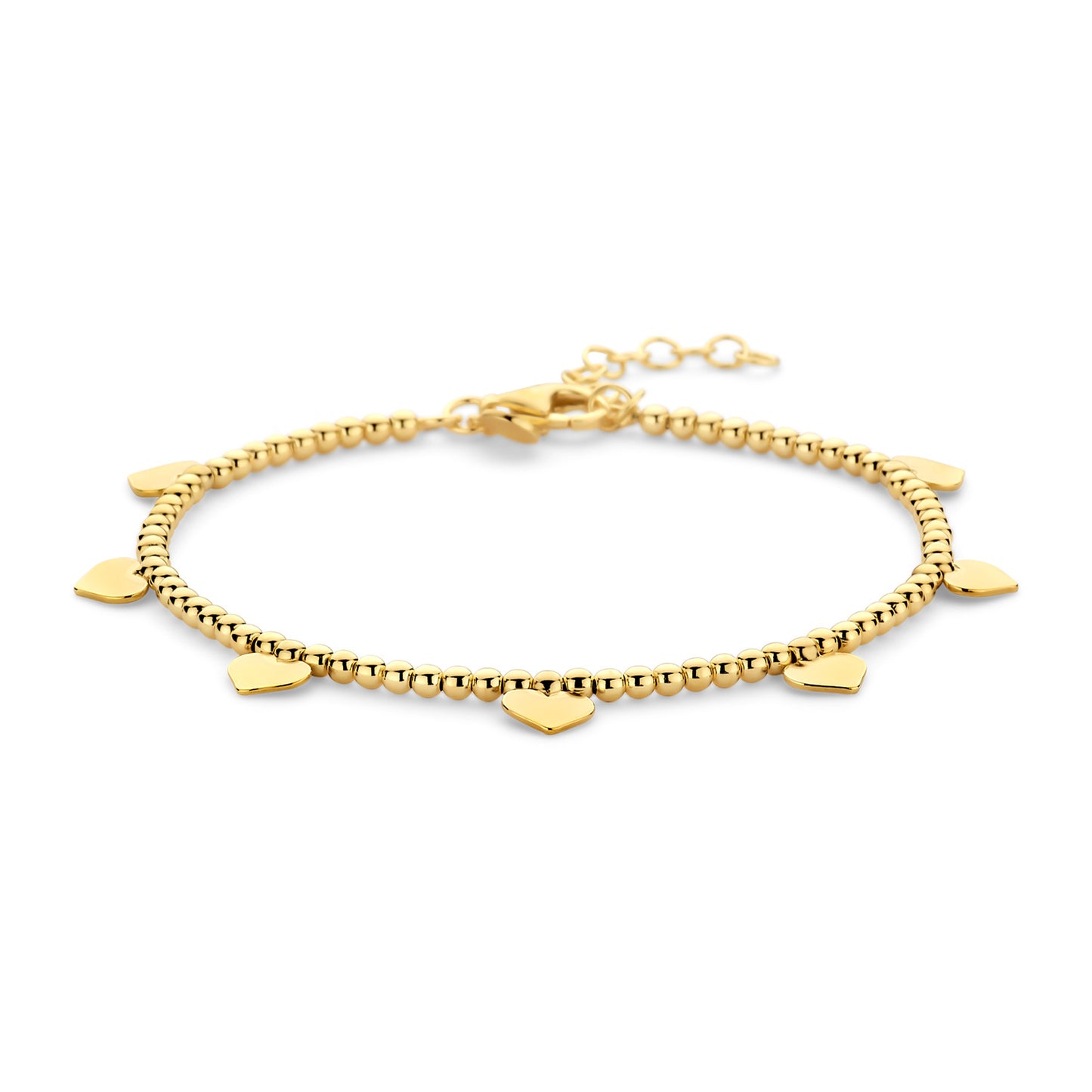 (51420) Kogelarmband met hartjes Sterling Zilver 925/000 goud verguld
