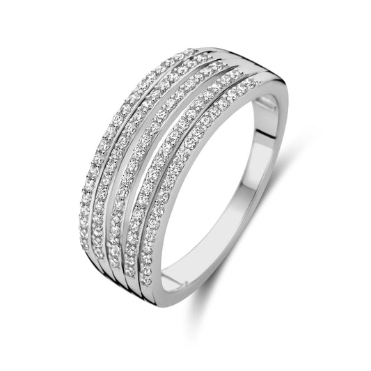 Bague femme 5 rangs avec 95 Zircones Argent Sterling 925/000