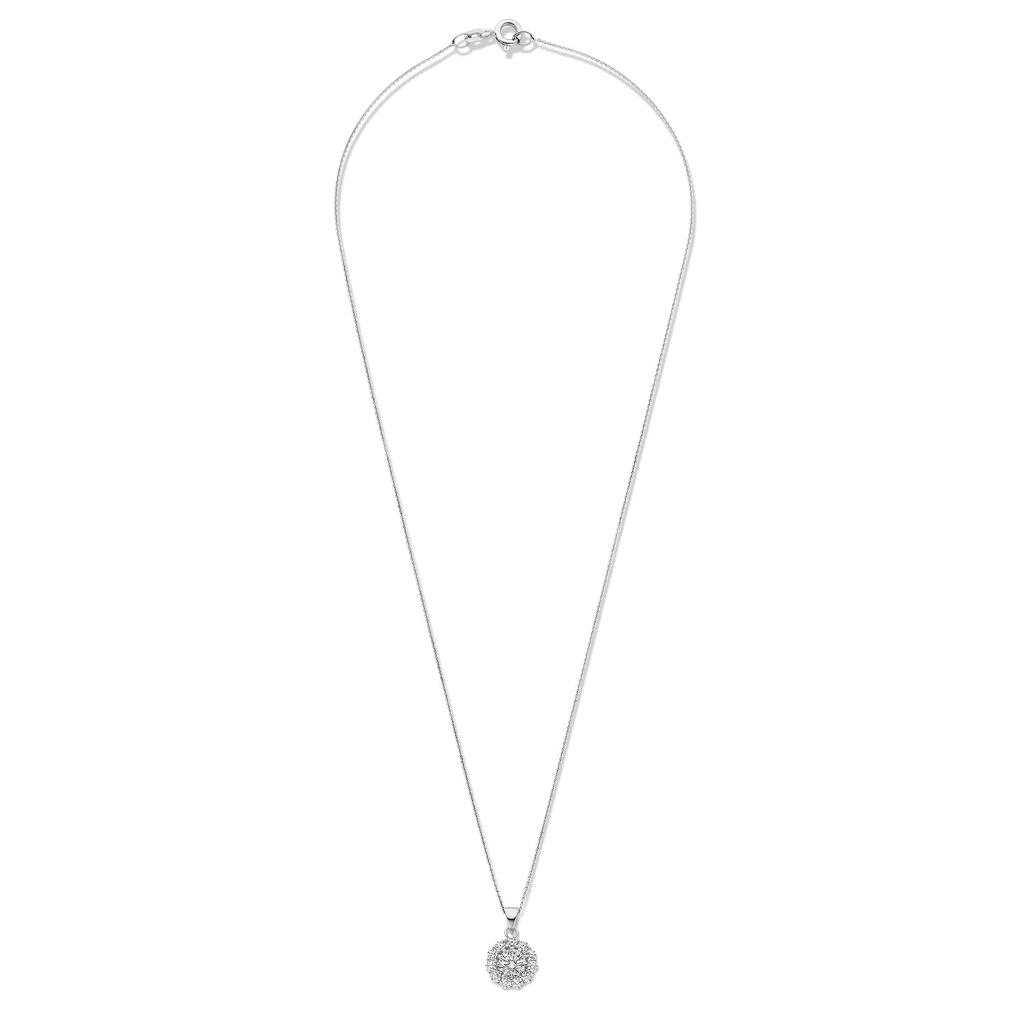 (51439) Halsketting met hanger 12 zirkonia Sterling Zilver 925/000