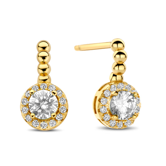 (51452) Boucles d'oreilles plaquées or avec 30 zirconias. Argent sterling 925/000 plaqué or.