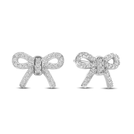 Boucles d'oreilles noeud avec 58 zircones en argent sterling 925/000