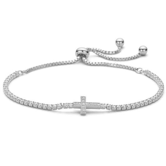 Armband met kruis 63 zirkonia Sterling Zilver 925/000