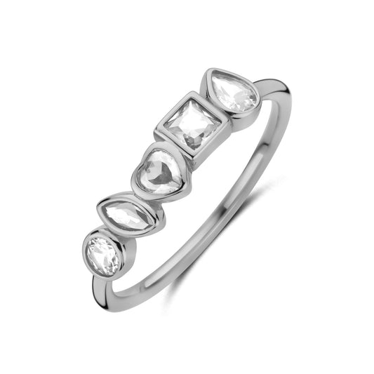 (51574) Bague pour femme avec 5 zirconias en argent 925/000