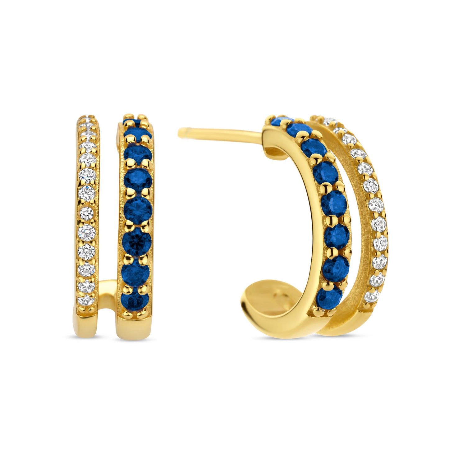 (51575) met 42 zirkonia blauw/wit Sterling Zilver 925/000 goud verguld