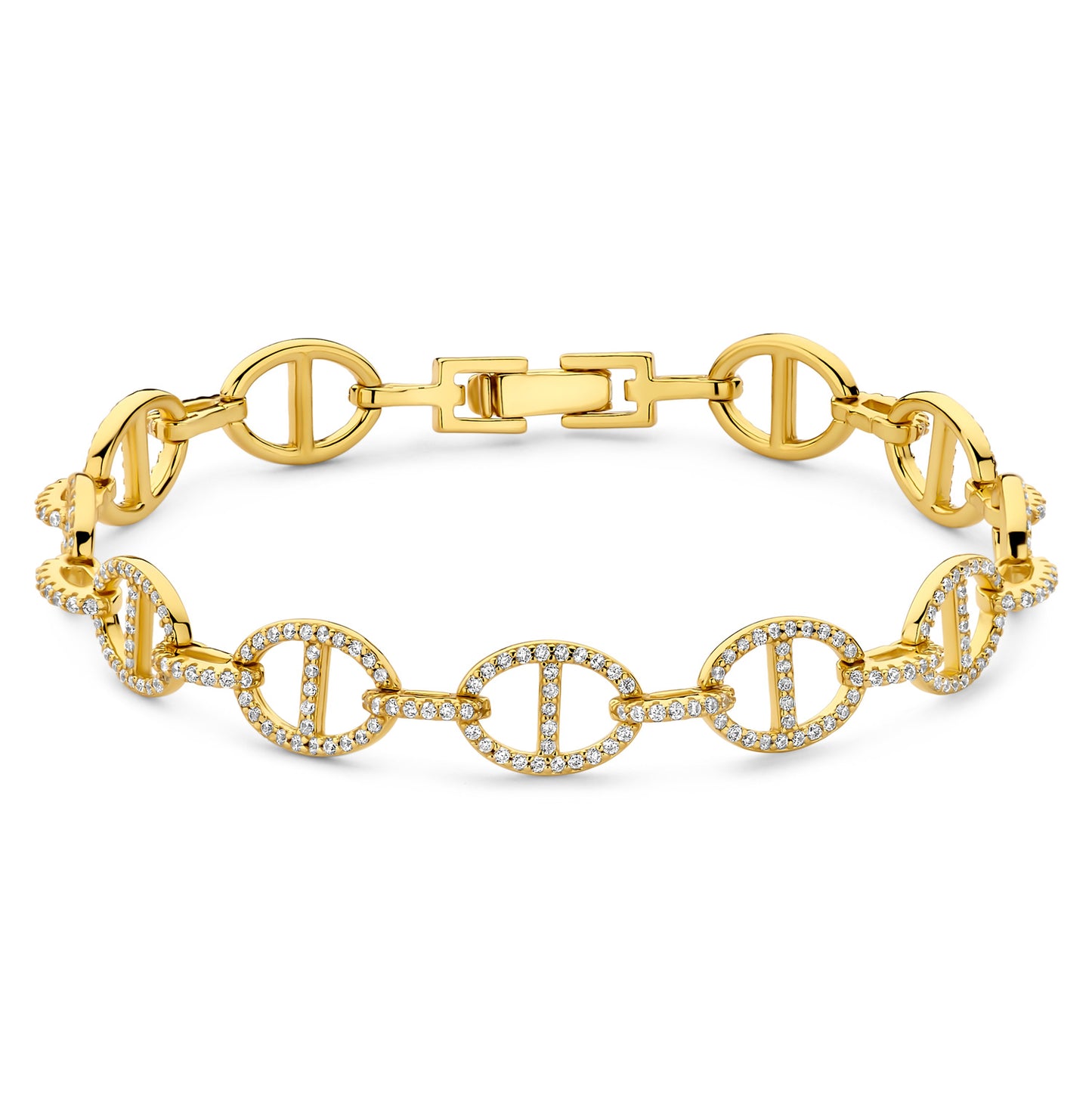 (51615) Armband met zirkonia, 925 sterling zilver, verguld.