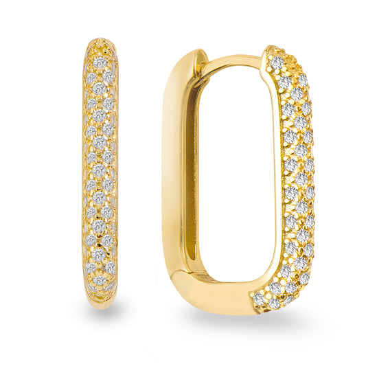 Boucles d'oreilles créoles avec Argent Massif 100 Zirconiums plaqué or 925/000