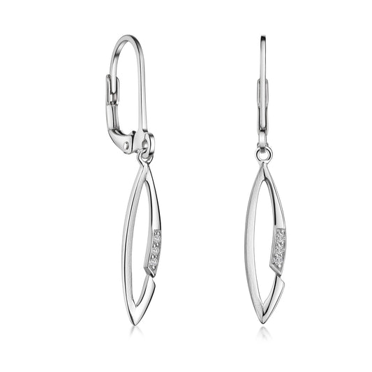 Boucles d'oreilles avec 6 zircones en argent sterling 925/000