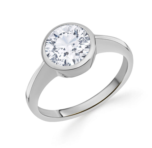 Bague femme avec zircone 9 mm argent 925/000