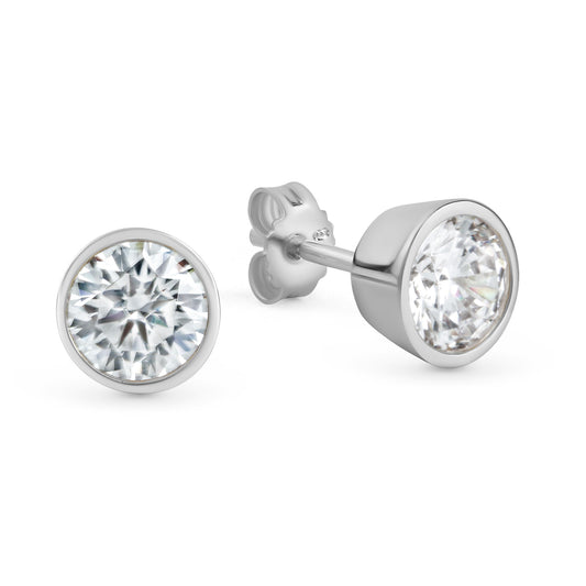 Boucles d'oreilles avec zircone Ø 6,5 mm en argent sterling 925/000
