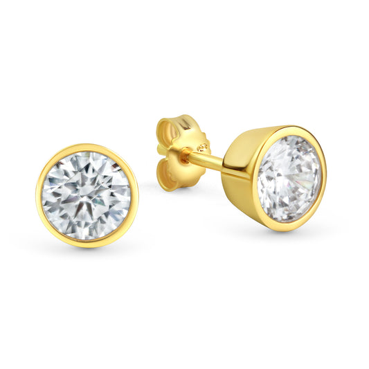 Boucles d'oreilles avec zircone Ø 6,5 mm Argent 925/000 Plaqué or