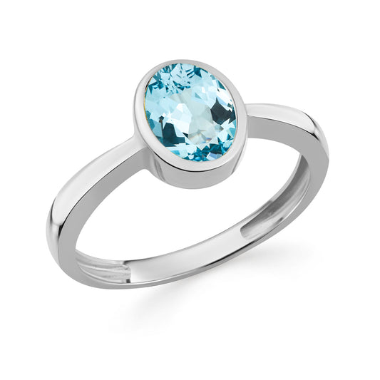 Bague femme avec topaze bleue en Argent Massif 925/000