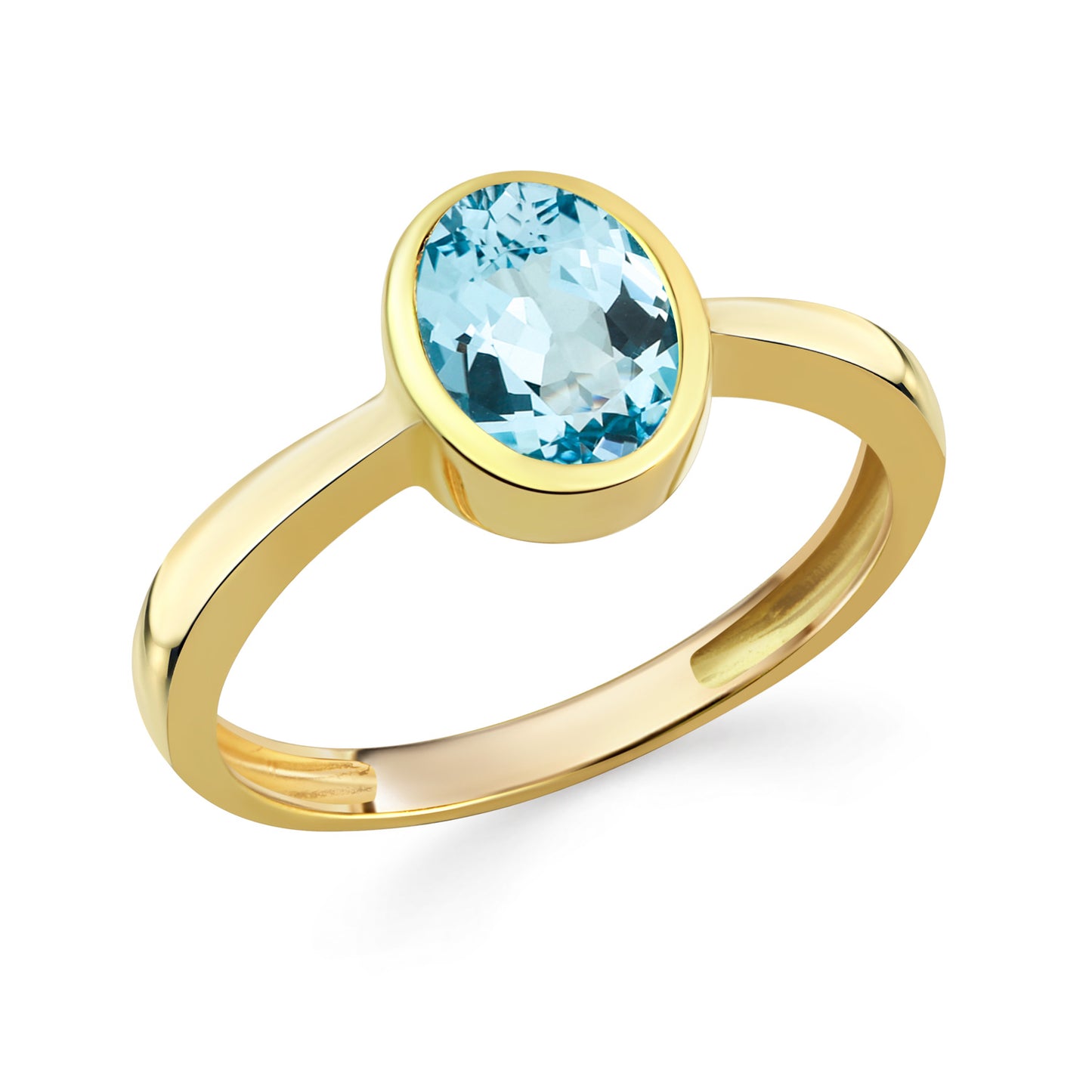 Damesring met Blauwe Topaas Sterling Zilver 925/000 goud verguld