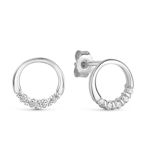 Boucles d'oreilles avec 10 zircones en argent sterling 925/000