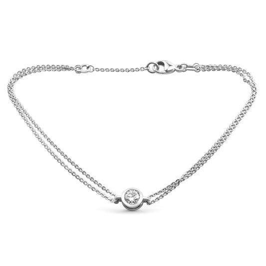 Bracelet 2 couches, avec Zircone Ø 6 mm Argent Sterling 925/000