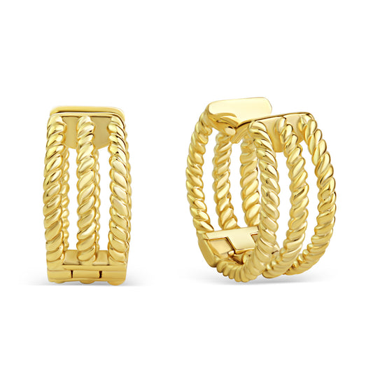 (54103) Klapcreolen 15 mm op 6.3 mm Sterling Zilver 925/000 goud verguld