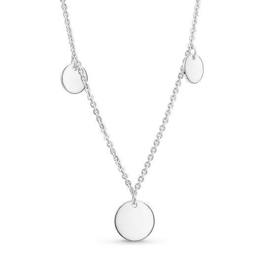 Halsketting met drie glanzende Plaatjes Ø 8/6mm Sterling Zilver 925/000