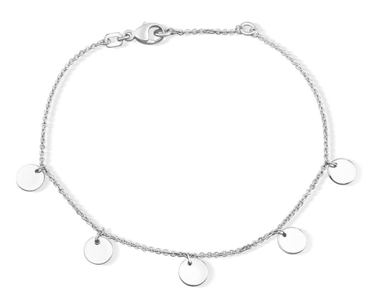 Bracelet avec cinq plaques brillantes Ø 6 mm Argent Sterling 925/000