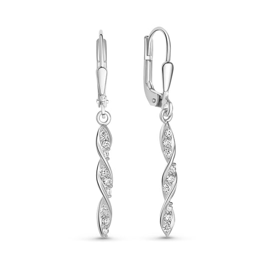 Boucles d'oreilles avec 18 zircones en argent sterling 925/000