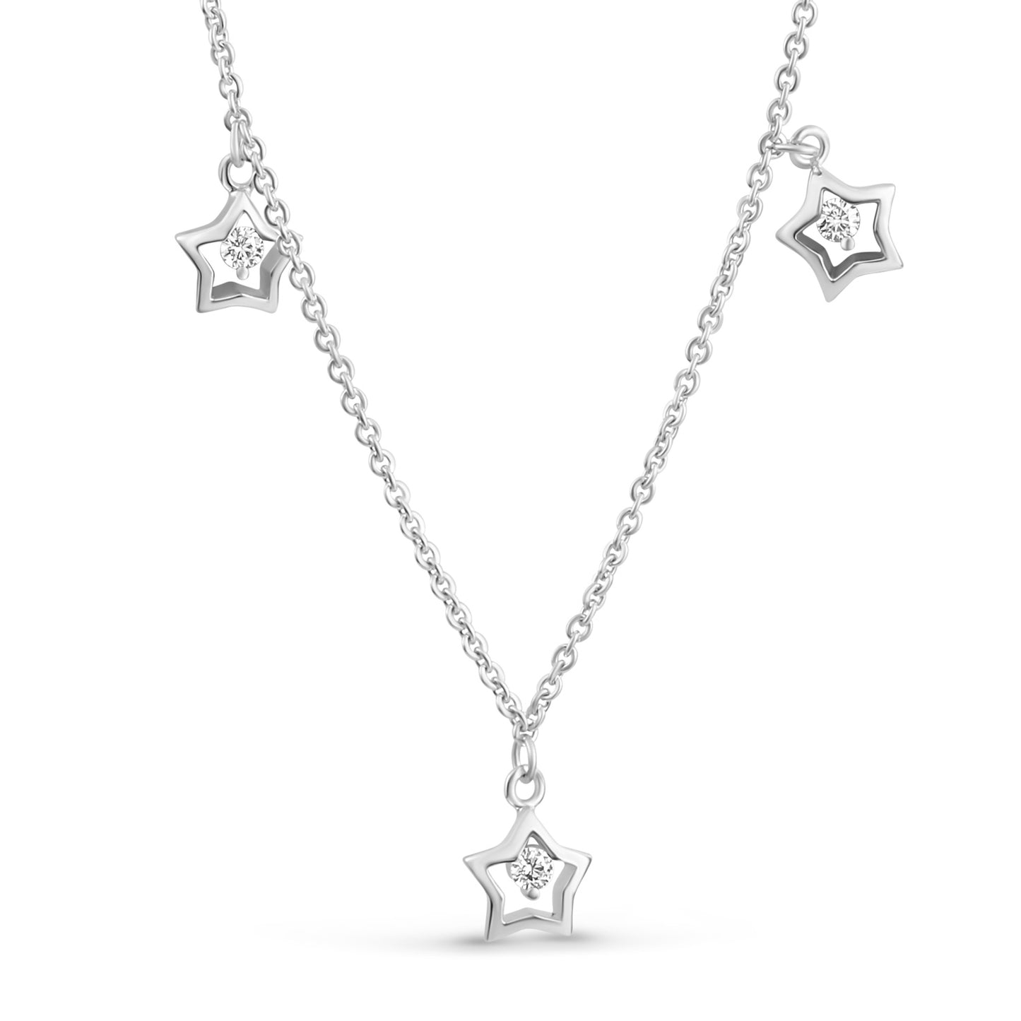(54162) Halsketting met drie Sterren en Zirkonia