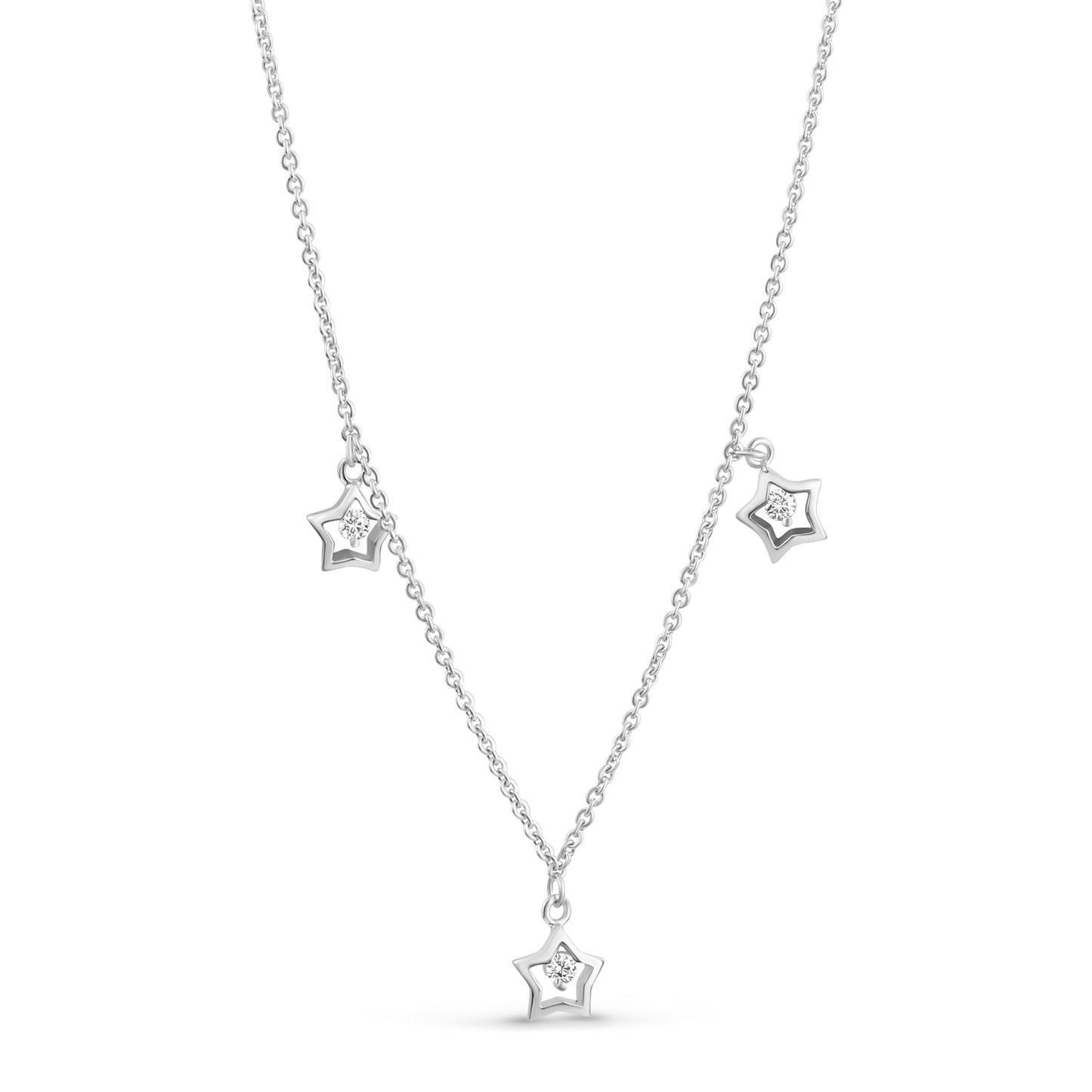 (54162) Halsketting met drie Sterren en Zirkonia