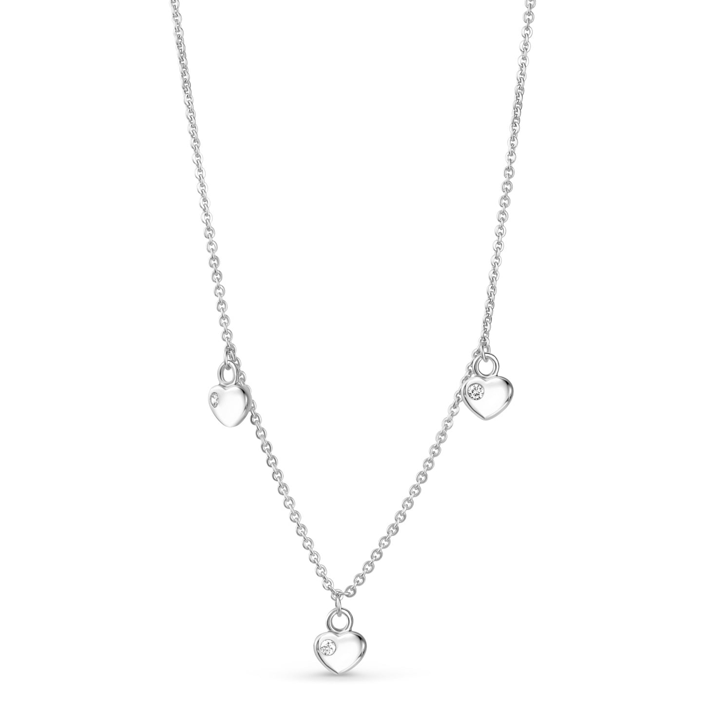 (54164) Halsketting met 3 Harten en Zirkonia