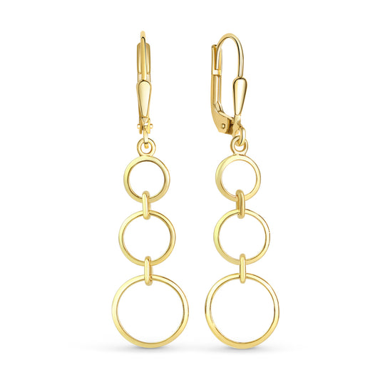 Boucles d'oreilles 3 cercles en argent sterling 925/000 plaqué or