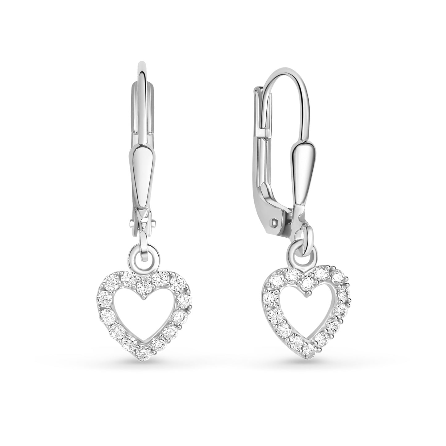 (54210) Oorbellen 'Hart' met 28 Zirkonia Sterling Zilver 925/000