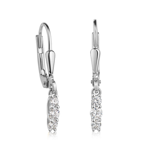 Oorbellen met 6 Zirkonia Sterling Zilver 925/000
