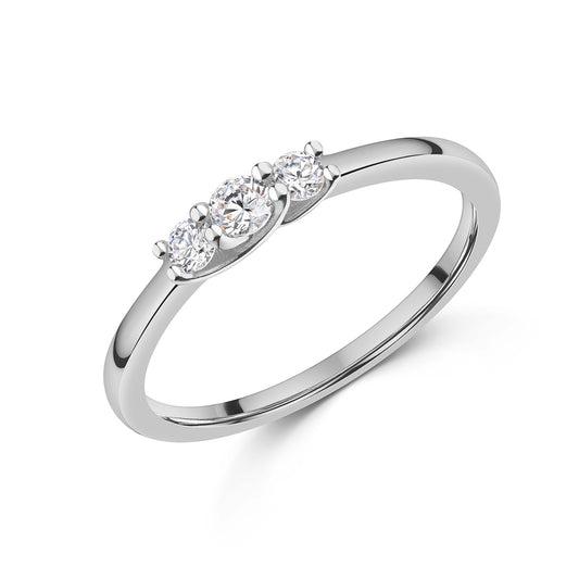 Bague pour femme avec 3 zircones en argent sterling 925/000