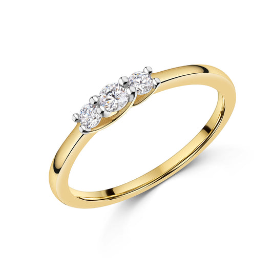 Bague femme avec 3 zircones en argent sterling 925/000 plaqué or