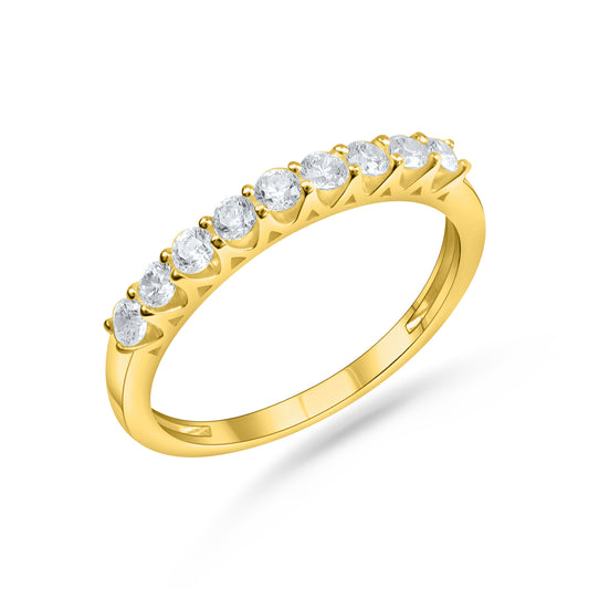 Bague pour femme avec 9 zircones en argent sterling 925/000 plaqué or