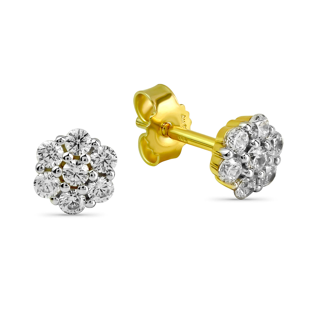 Boucles d'oreilles avec 14 zircones en argent sterling 925/000 plaqué or