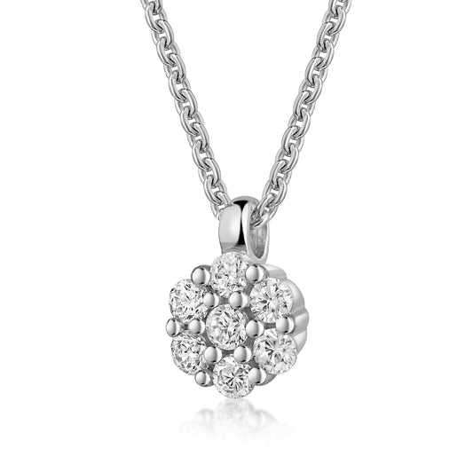 Collier avec pendentif 7 zircones en argent sterling 925/000