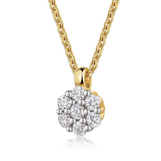 Collier avec pendentif 7 zircones en argent sterling 925/000 plaqué or