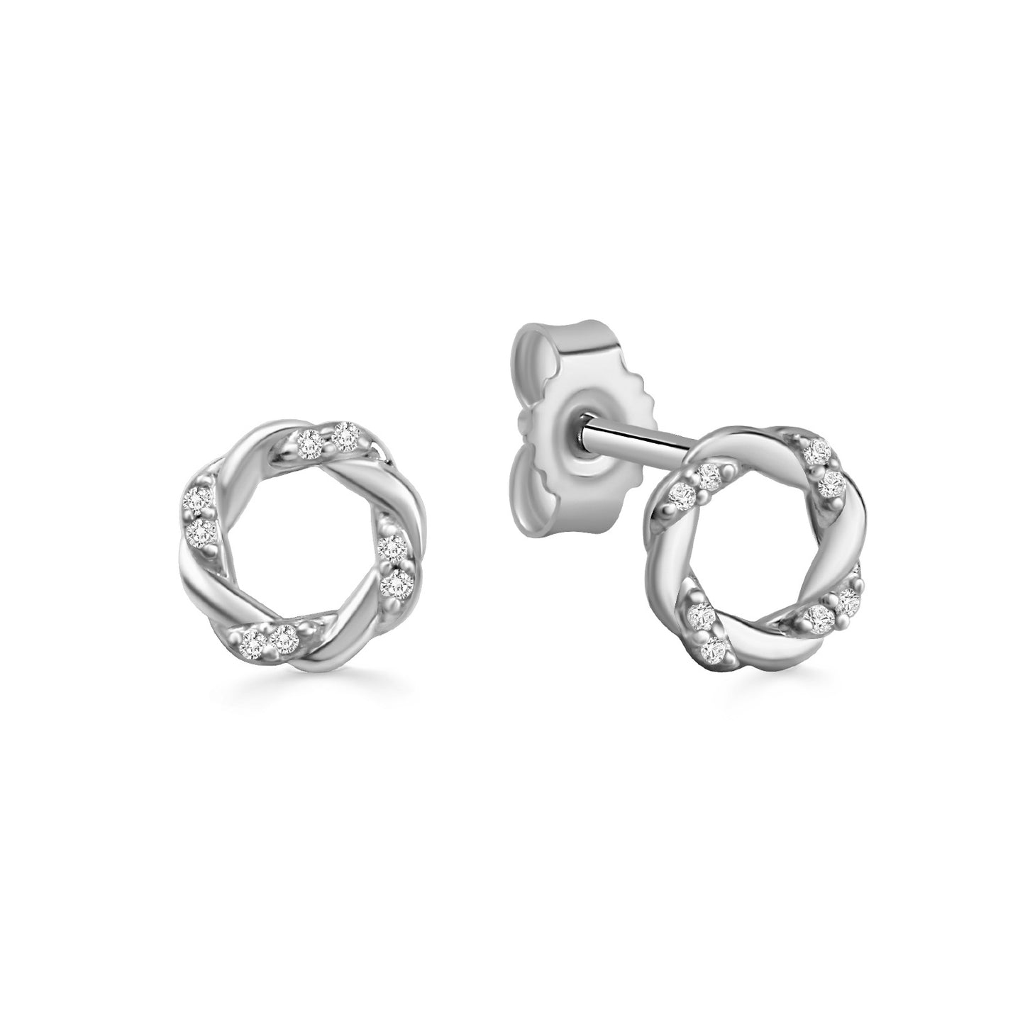 (54242) Oorstekers met 16 Zirkonia Sterling Zilver 925/000