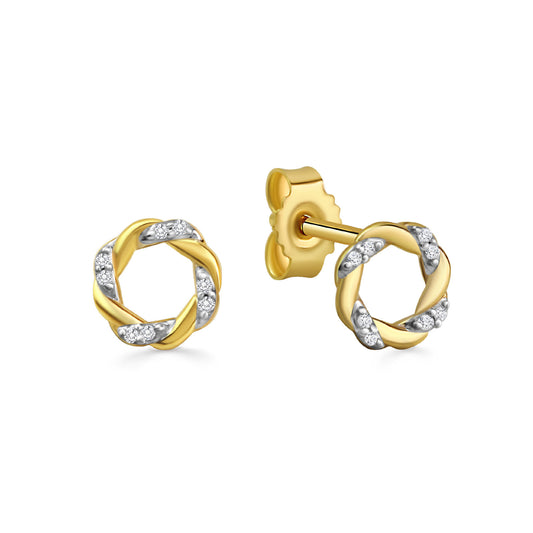 Boucles d'oreilles avec 16 zircones en argent sterling 925/000 plaqué or