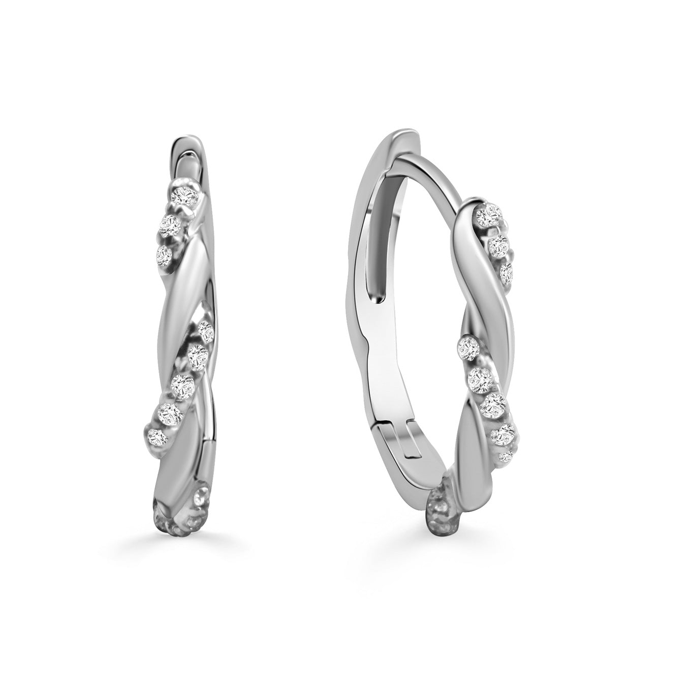 (54246) Klapcreolen met 30 Zirkonia Sterling Zilver 925/000