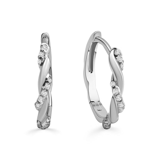 (54246) Klapcreolen met 30 Zirkonia Sterling Zilver 925/000