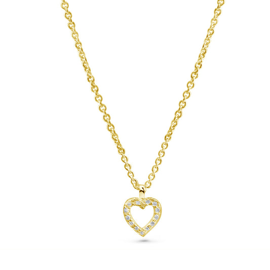 Collier avec pendentif Coeur 14 zircones Argent Sterling 925/000 plaqué or