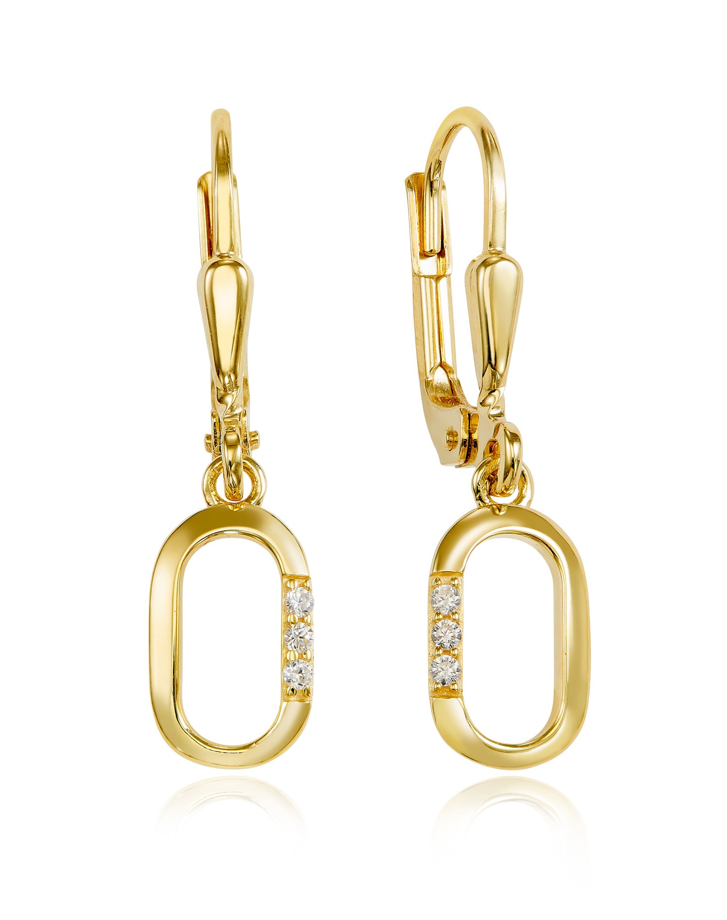 (54284) Boucles d'oreilles en argent 925/000 plaqué or avec 6 zirconias