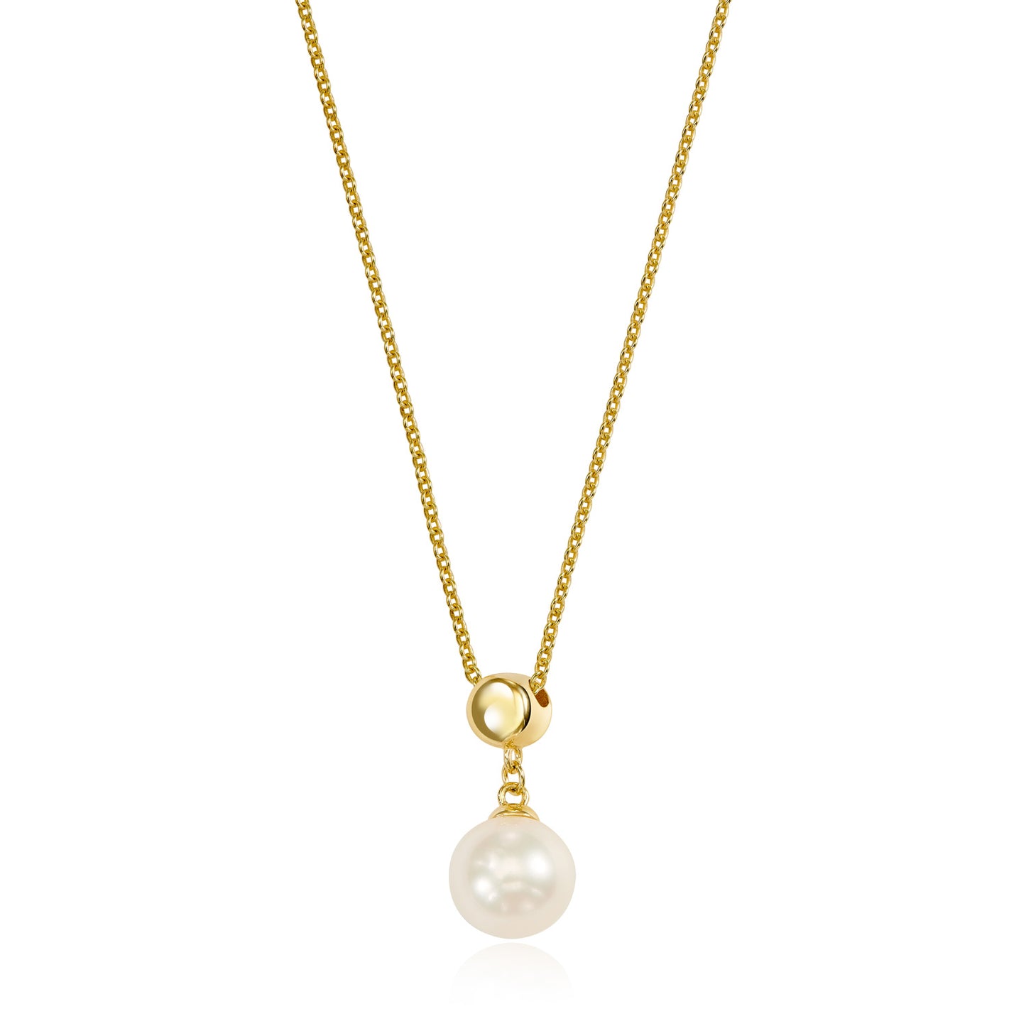 (54302) Halsketting met zoetwaterparel Zilver 925/000 goud verguld