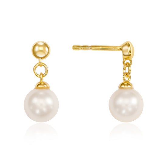 Oorstekers met zoetwaterparel 6-6,5 mm zilver 925/000 goud gelaagd