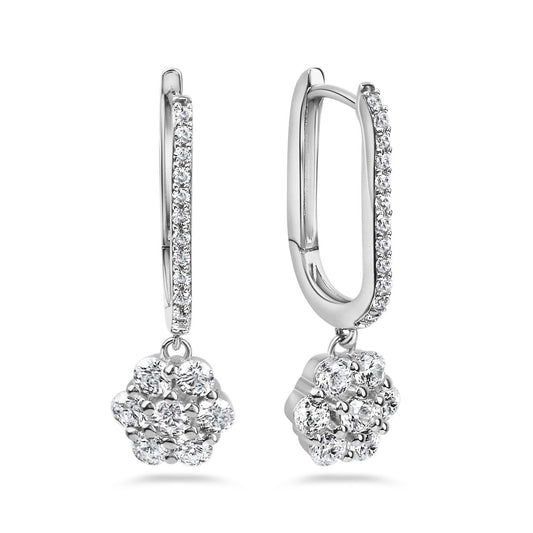 (54307) Boucles d'oreilles créoles en argent 925/000 avec 38 zirconias