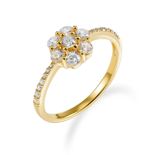 (54310) Bague pour femme avec 21 zirconias, argent 925/000 plaqué or.