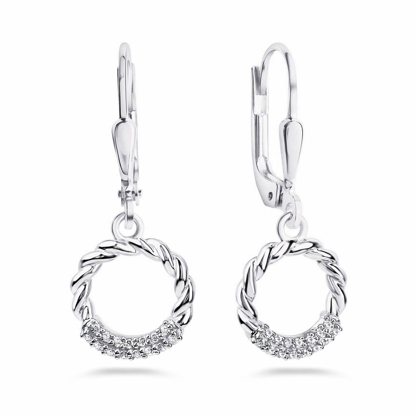 (54326) Boucles d'oreilles torsadées avec 30 zirconias en argent 925/000