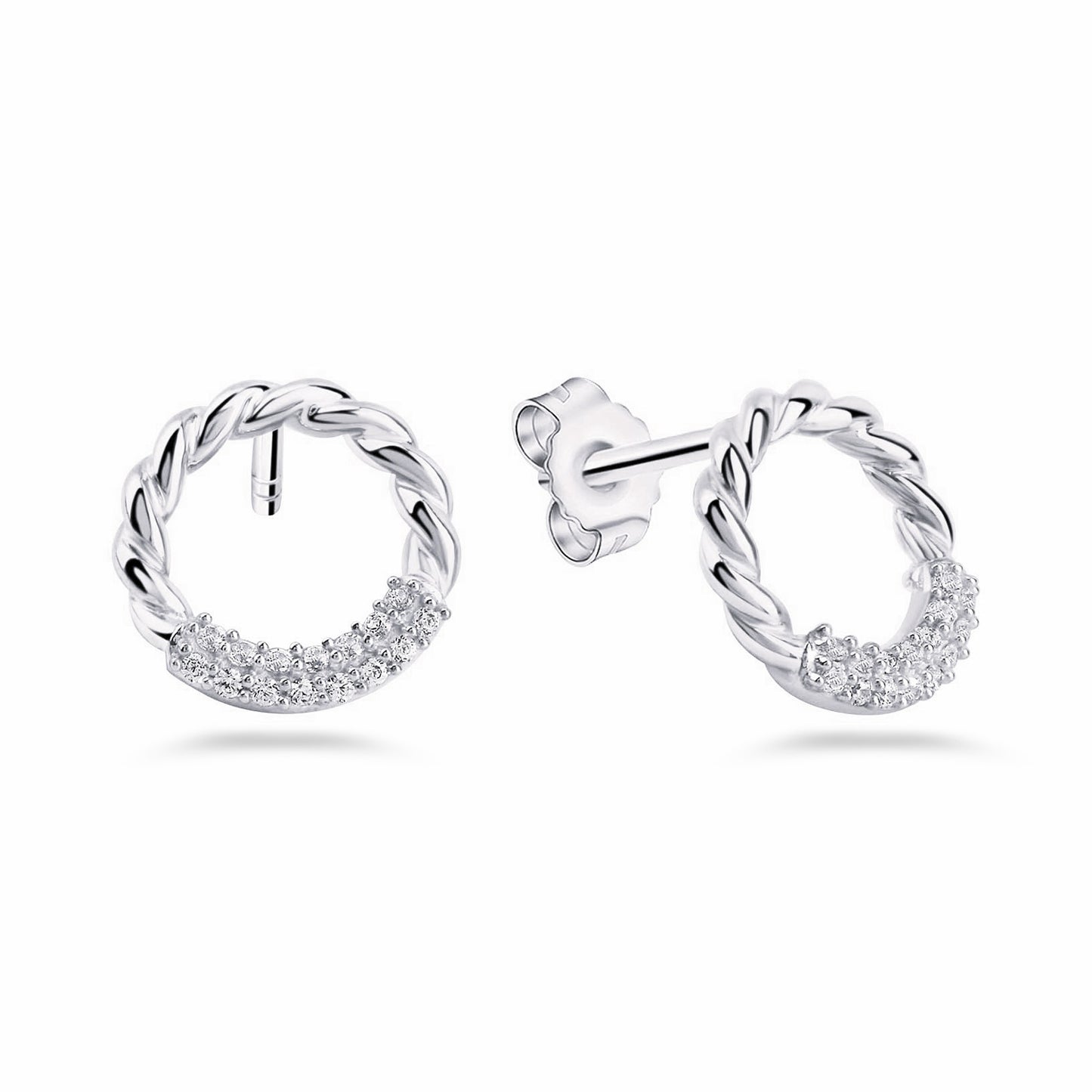 (54327) Boucles d'oreilles torsadées avec 30 zirconias en argent 925/000