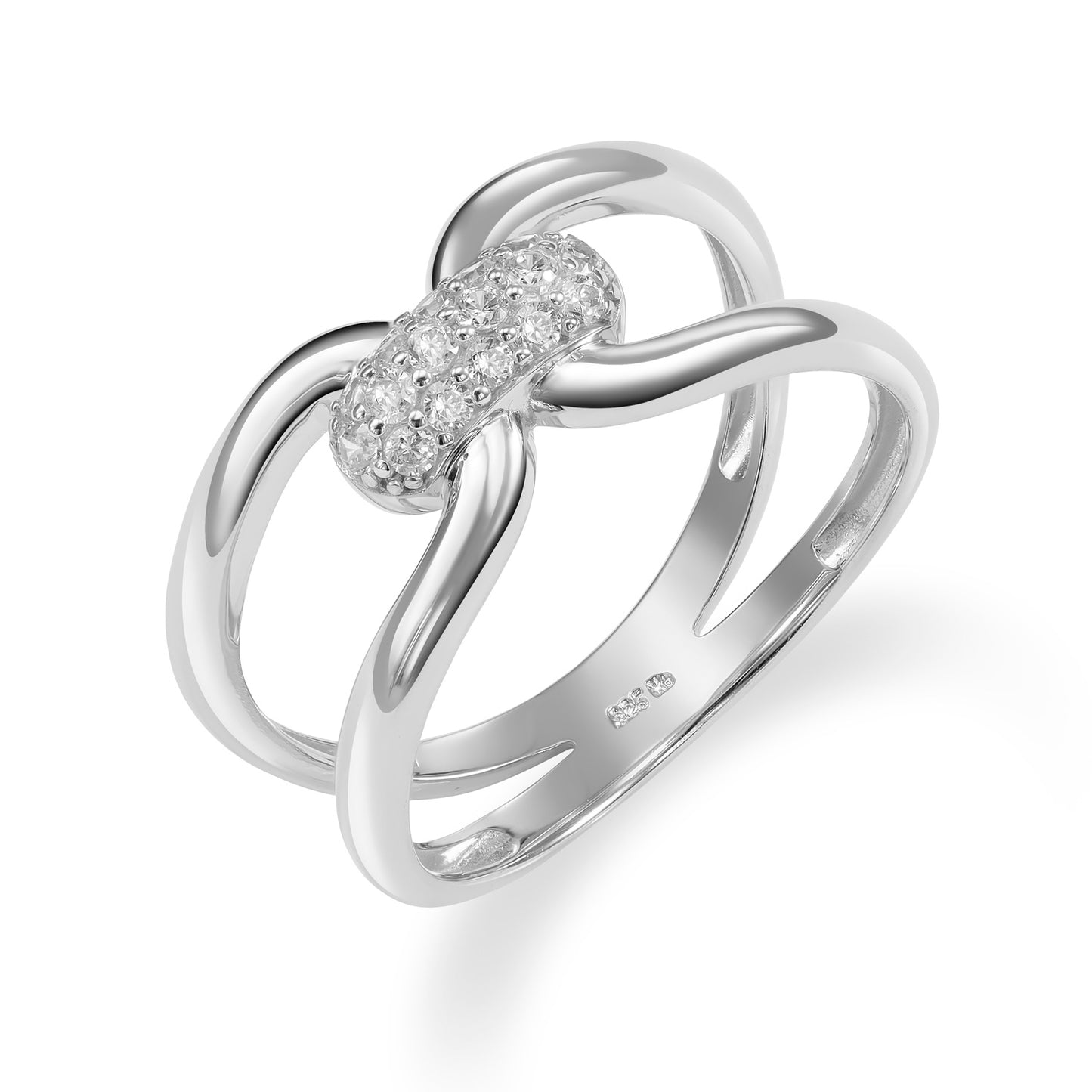 (54342) Bague pour femme avec 16 zirconias en argent sterling 925/000